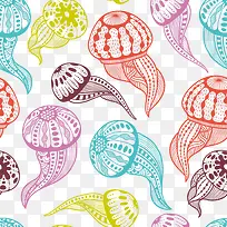 卡通手绘水母花纹-空若网 卡通手绘水母花纹-空若网
