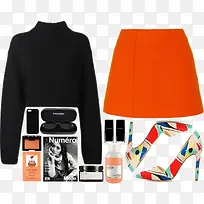 橙色裙子和衣服-空若网 橙色裙子和衣服-空若网