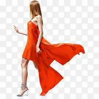 高清摄影免扣人物橙色裙子的美女-空若网 高清摄影免扣人物橙色裙子的美女-空若网
