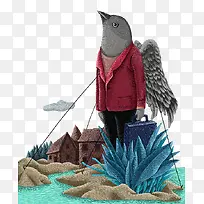 创意抽象被禁锢的鸟插画-空若网 创意抽象被禁锢的鸟插画-空若网