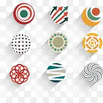 9款创意圆形图标矢量素材-空若网 9款创意圆形图标矢量素材-空若网