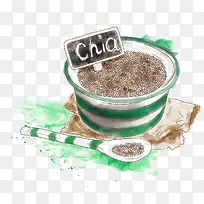 手绘杯子和食物-空若网 手绘杯子和食物-空若网