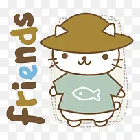 穿着衬衫的卡通小猫-空若网 穿着衬衫的卡通小猫-空若网