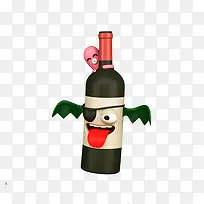 绿翅膀酒瓶手绘玩偶-空若网 绿翅膀酒瓶手绘玩偶-空若网