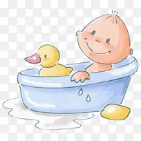 卡通可爱婴儿洗澡戏水鸭-空若网 卡通可爱婴儿洗澡戏水鸭-空若网