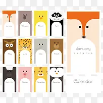 动物卡片年历矢量素材-空若网 动物卡片年历矢量素材-空若网