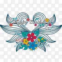 矢量彩色花朵生日-空若网 矢量彩色花朵生日-空若网
