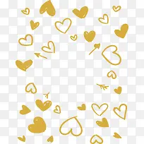 手绘金色爱心花纹-空若网 手绘金色爱心花纹-空若网