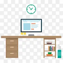 矢量扁平化办公桌-空若网 矢量扁平化办公桌-空若网