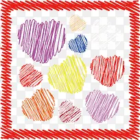 矢量彩色线条爱心-空若网 矢量彩色线条爱心-空若网