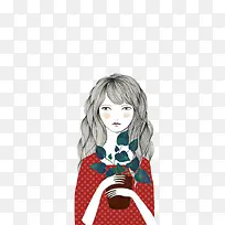 红色波点卷发女孩-空若网 红色波点卷发女孩-空若网