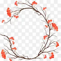 彩绘红色果实树枝装饰-空若网 彩绘红色果实树枝装饰-空若网