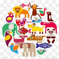 扁平化彩色动物-空若网 扁平化彩色动物-空若网