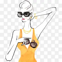 手绘墨镜少女时尚个性-空若网 手绘墨镜少女时尚个性-空若网