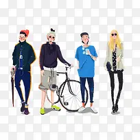 创意手绘四个人物-空若网 创意手绘四个人物-空若网