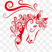 卷曲创意马头矢量图-空若网 卷曲创意马头矢量图-空若网