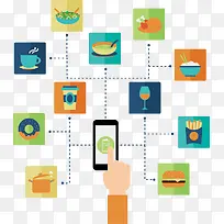 矢量手绘手机点外卖-空若网 矢量手绘手机点外卖-空若网