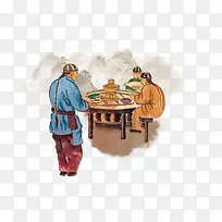 清朝饭馆插画-空若网 清朝饭馆插画-空若网
