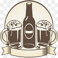 丝带啤酒瓶酒杯元素-空若网 丝带啤酒瓶酒杯元素-空若网