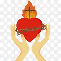 创意手捧爱心插画-空若网 创意手捧爱心插画-空若网