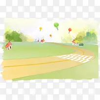 可爱卡通水墨公园-空若网 可爱卡通水墨公园-空若网