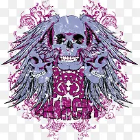 骷髅翅膀花纹印花-空若网 骷髅翅膀花纹印花-空若网