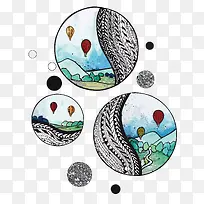 矢量热气球-空若网 矢量热气球-空若网
