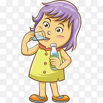 喝水的小女生矢量图-空若网 喝水的小女生矢量图-空若网