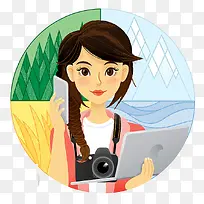 创意手绘美女记者-空若网 创意手绘美女记者-空若网