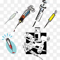 各种针头注射器卡通矢量素材-空若网 各种针头注射器卡通矢量素材-空若网