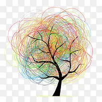 多彩清新线团树木装饰图案-空若网 多彩清新线团树木装饰图案-空若网