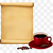 矢量卷轴与咖啡杯子-空若网 矢量卷轴与咖啡杯子-空若网