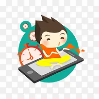 卡通手机上的男孩-空若网 卡通手机上的男孩-空若网