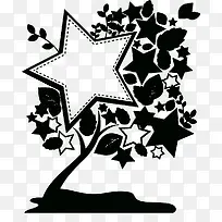 黑色的星星树装饰素材-空若网 黑色的星星树装饰素材-空若网