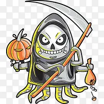卡通收割死神南瓜手绘-空若网 卡通收割死神南瓜手绘-空若网