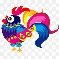 彩色民族卡通公鸡-空若网 彩色民族卡通公鸡-空若网
