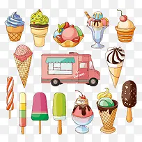 彩色冰淇淋雪糕等甜品矢量素材-空若网 彩色冰淇淋雪糕等甜品矢量素材-空若网