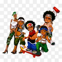 手绘跳舞年轻男女时尚男女-空若网 手绘跳舞年轻男女时尚男女-空若网