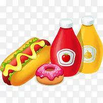 热狗番茄酱蛋卷PNG矢量素材-空若网 热狗番茄酱蛋卷PNG矢量素材-空若网
