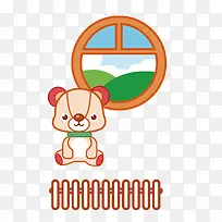 矢量卡通窗子玩具小熊-空若网 矢量卡通窗子玩具小熊-空若网