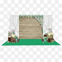 手绘婚礼背景留影场景-空若网 手绘婚礼背景留影场景-空若网