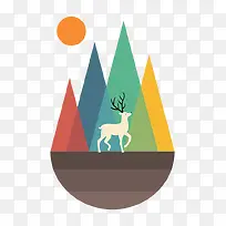 扁平彩色羚羊日出-空若网 扁平彩色羚羊日出-空若网