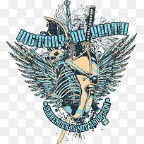 翅膀骷髅印花-空若网 翅膀骷髅印花-空若网