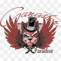 矢量动物翅膀印花-空若网 矢量动物翅膀印花-空若网