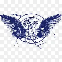 矢量欧美翅膀印花-空若网 矢量欧美翅膀印花-空若网