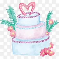 水彩浪漫爱心蛋糕-空若网 水彩浪漫爱心蛋糕-空若网