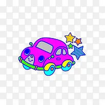 卡通手绘紫色拟人小汽车-空若网 卡通手绘紫色拟人小汽车-空若网