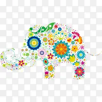 大象 卡通大象 扁平化 花朵 -空若网 大象 卡通大象 扁平化 花朵 -空若网