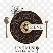 矢量黑胶和餐具-空若网 矢量黑胶和餐具-空若网