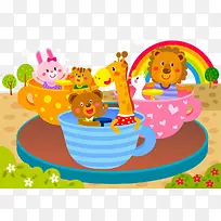 动物们在杯子里玩耍-空若网 动物们在杯子里玩耍-空若网